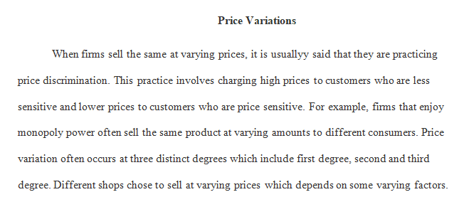 Price Variations