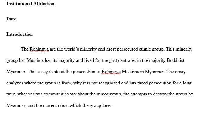 4 pages research: Persecution Of Rohingya Muslims In Myanmar