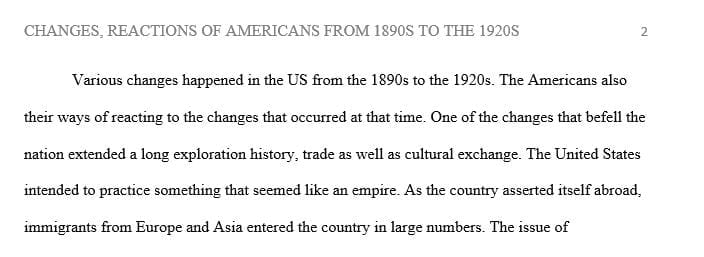 How did Americans deal with the changes from the 1890s to the 1920s