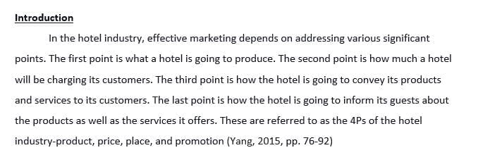 Prepare a report analyzing how the marketing mix elements (4Ps) of a tourism or hospitality products