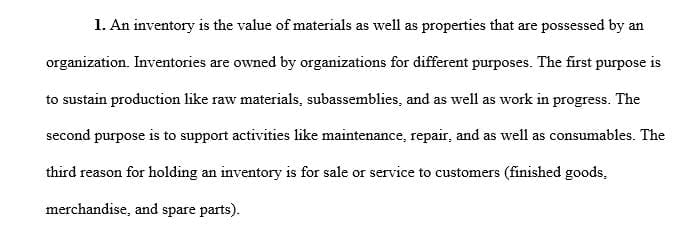 Research two (2) manufacturing or two (2) service companies that manage inventory