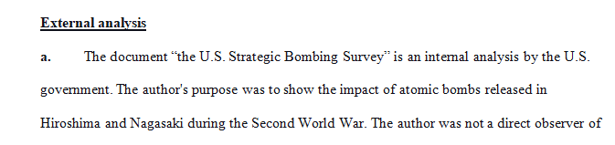 The US Strategic Bombing Survey was an internal analysis by the US government